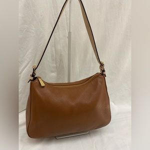 Michael Kors Pebbled Leather Camel Mini Hobo- Adjustable Strap. Goldtone Buckle